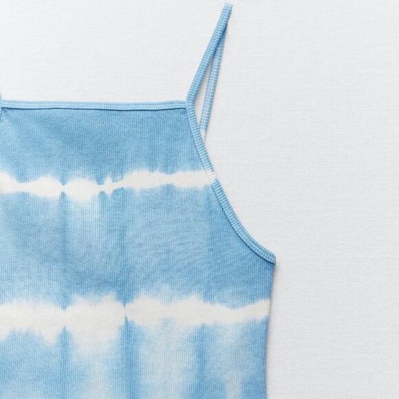 Zara Blue Tie Dye Crop Top Sz L - Picture 7 of 11